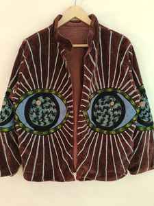 Spiritual Evil <b>Eye</b> <b>Protection</b> Handmade Velvet Suzani Jacket Reversible Eco-Friendly Winter Bohemian Artistic Outerwear Short - Product Image 3