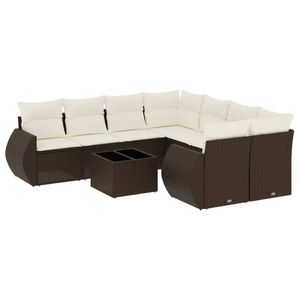 Ensemble de canapés de jardin marron et blanc crème - Product Image 2