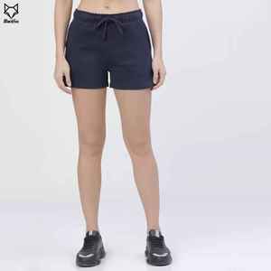 Shorts en coton tricoté pour femme BlackFox, taille mi-haute, cordon de serrage, couleur unie, respirant, décontracté, pour l'entraînement - Product Image 1