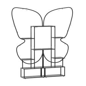 Set di 2 Supporti per Piante da Esterno a 6 Livelli a Forma di Farfalla in Metallo Nero con Ganci e Piedini Regolabili - Product Image 4