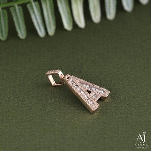 Colgante de Letra con Baño de Oro Rosa y Rodio, Estilo Hiphop, con Moissanita, Forma de A, Joyería con Iniciales para Hombre y Mujer - Product Image 5
