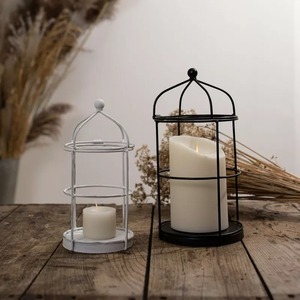Modern <b>Metal</b> <b>Candle</b> Stand <b>Holder</b> <b>Black</b> and White Steel Frame Decorative Home Lighting Fixture for Indoor Use - Product Image 4
