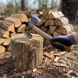Hache robuste à double lame en acier à haute teneur en carbone avec manche en bois, hachette industrielle pour le bricolage et le camping en extérieur - Product Image 4