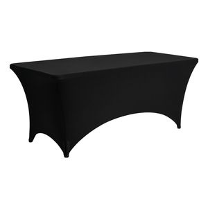 Set di 6 Copritavoli Rettangolari da 2,4 m, Lavabili, in Spandex Elasticizzato, Neri, Resistenti alle Pieghe, per Eventi, Copritavolo Aderenti Neri - Product Image 6