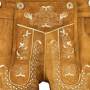 High Quality Men Lederhosen Shorts Solid Casual Eco-Friendly for Festive Occasions with Strong Stitch Detailing - Product Image 4