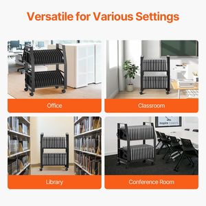 Carrello di ricarica mobile da pavimento per 32 dispositivi, stazione di ricarica aperta per laptop fino a 15,6 pollici, ideale per ufficio e aula - Product Image 6