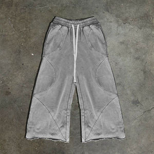 Pantalones de chándal unisex personalizados al por mayor, de algodón con lavado ácido, de alto GSM, corte holgado y estilo baggy, para tu diseño. - Product Image 3