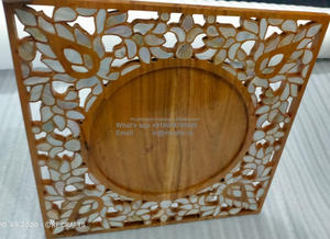 Bandeja de madera con incrustaciones de madreperla de alta calidad para servir para Ramadán Eid y bodas decoración del hogar musulmán de RF Crafts - Product Image 2