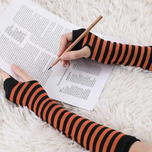 Striped Arm Sleeves Orange Black Knitted Unisex Adult Sweat-Wicking Cycling Arm Sleeve <b>for</b> Cycling, <b>Driving</b> & Summer Wear - Product Image 6