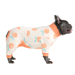 Dog Pajamas Onesie Peaches Print Soft Stretch Pet Sleepwear Cozy Breathable All Season Nightwear For Small Medium Dogs Indoor - Product Image 3