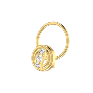 Épingle de nez de conception de cercle concentrique de bijoux de piercing fin en or 14K avec diamant naturel 0,046ct - Product Image 4