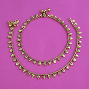 Artificial Fashion Jewellery Exporter in India <b>Gold</b> Plating Antique Payal 232845 - Product Image 1