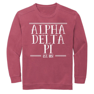 Sweat-shirt personnalisé Alpha Delta Pi en coton et polyester, motif imprimé, pour les sororités, les écoles, les universités, les campus, col rond - Product Image 4