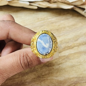 Trendy Best Design <b>Lapis</b> <b>Lazuli</b> <b>Rings</b> Boho Brass <b>Ring</b> Women 18k Gold Plated Filigree Swirl Cocktail Jewelry Wholesale/OEM/ODM - Product Image 6