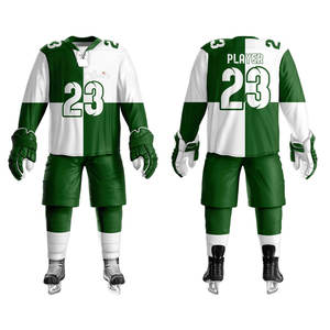 ชุดทีมฮอกกี้น้ำแข็งคุณภาพสูง สีและโลโก้สั่งทำได้ ระบายอากาศได้ดี ผลิตจากโพลีเอสเตอร์ 100% สำหรับผู้ใหญ่ชาย บริการ OEM สำหรับขายออนไลน์ - Product Image 1