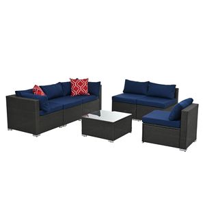 Tavolo da giardino in vimini e vetro temperato - Product Image 6