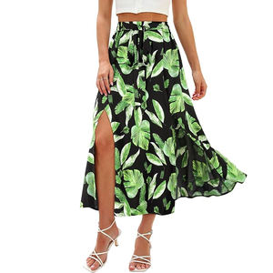 กระโปรงฮาวายยาวสำหรับผู้หญิง ผ้าฝ้ายแท้ 100% คุณภาพสูง สไตล์ใหม่สำหรับฤดูใบไม้ร่วง  งานปักแบบสั่งทำพิเศษ - Product Image 1