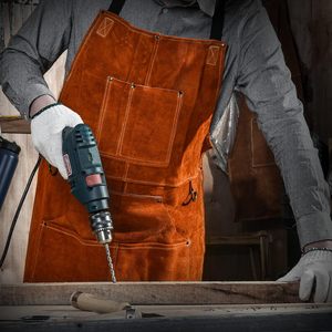Top Quality Genuine Cowhide Leather Kitchen Apron 6 <b>Tools</b> Pockets Heat Resistant Barber Barista Apron With Customized Logo - Product Image 6