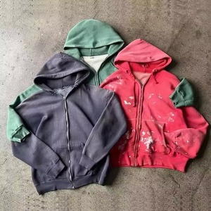 Sweat à capuche zippé surdimensionné en coton éponge française personnalisée 420 Gsm fermeture éclair courte perle fermeture éclair Boxy grande taille sweats à capuche pour femmes - Product Image 3