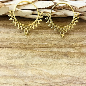 New Arrival Boho Brass Hoop Earrings Women 18K Gold Plated Beaded <b>Chandeliers</b> Bohemia Style Party Wholesale/OEM/ODM - Product Image 4