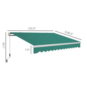 Tenda da Sole Manuale per Patio 13FT X 8FT Verde Resistente Regolabile per Giardino e Terrazza con Staffe Retrattili Incluse - Product Image 3