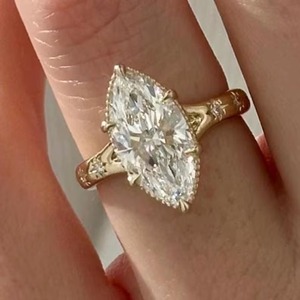 Elegant Design Marquise Lab Grown Diamond Engagement <b>Ring</b> <b>Split</b> Shank 2.7mm Width Diamond <b>Ring</b> with IGI certified & VVS Clarity - Product Image 5