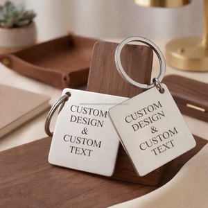 Custom Engraved <b>Square</b> Metal Keychain Personalized <b>Key</b> Holder with Custom Text and Logo Gift Item - Product Image 4