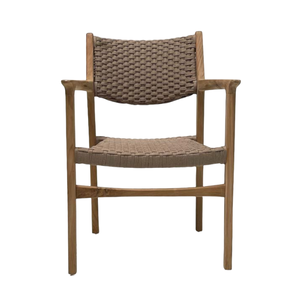Sillón de jardín de madera de teca con asiento y respaldo de ratán tejido, fabricación de muebles contemporáneos para exteriores en Indonesia - Product Image 4