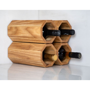 Porte-vin en bambou écologique en forme de vague, support à vin pour comptoir, capacité de 6 bouteilles, pour une décoration moderne de la maison, rangement durable pour la cuisine - Product Image 5