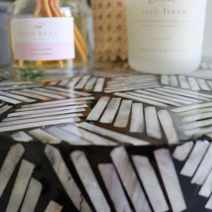 Handmade Mosaic Hourglass Side Table <b>Stools</b> Mother of Pearl Chevron Geometric Inlaid Coffee <b>Stool</b> Living Room Furniture - Product Image 5