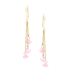 14K Solid Gold Geometric Hoop Earrings with Ruby and Pearl - Product Image 3