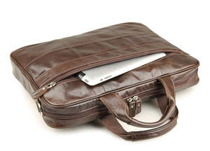 Handmade Top Grain Leather <b>Briefcase</b> Vintage Style Mens Laptop Bag Premium Multi Pocket Business Work Bag with Shoulder Strap - Product Image 5