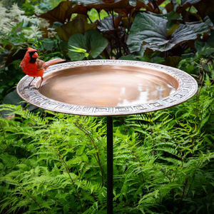 Bain d'oiseaux en métal durable, décoratif, style antique, grand bol sur piédestal, résistant à la rouille, élégant, pour jardin et patio. - Product Image 1