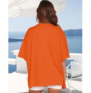 Service OEM – Nouveau design de t-shirt décontracté pour femme, imprimé numériquement, 100 % coton, manches courtes, col et épaules tombantes, confortable, grandes tailles - Product Image 6