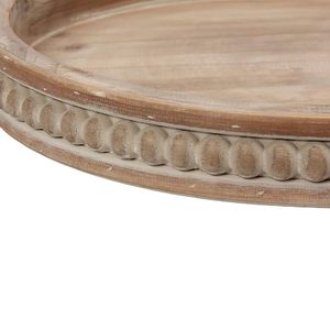 Rustic Round Wooden Serving <b>Tray</b> with <b>Decorative</b> Beaded Edge <b>for</b> <b>Coffee</b> <b>Table</b> Ottoman Kitchen Home Decor - Product Image 2