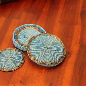 Modern Home Accent Vintage Inspired Hand <b>Beaded</b> Glass <b>Coasters</b> Waterproof for Coffee Table Promotional Item - Product Image 3