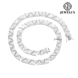 Most Selling Women's Moissanite <b>Statement</b> <b>Necklace</b> 925 Silver Rhodium Plated Triangle Cut Pyramid Design Luxury Wedding Jewelry - Product Image 1