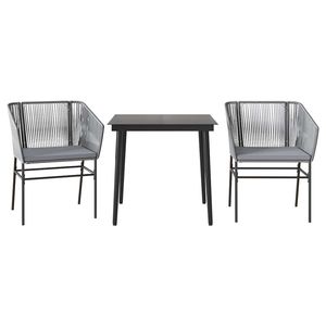 Conjunto de Comedor de Jardín de 2 Plazas con Muebles de Patio de Poliratán Gris con Fundas Extraíbles - Product Image 2