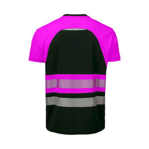 T-shirt à manches courtes haute visibilité pour hommes, noir et rose avec bandes réfléchissantes, vêtements de travail - Product Image 3