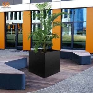 Pot de fleurs carré moderne de style américain en acier noir de 26 pouces, écologique, léger, pour l'intérieur et l'extérieur, antirouille, robuste - Product Image 4