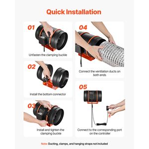 Ventilatore Inline da 8 Pollici con Motore EC, Timer PWM a 10 Velocità, 807 CFM, 3 Velocità di Circolazione, Uscita da 150mm, Alimentazione AC - Product Image 6