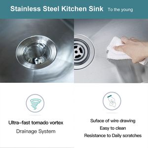 Lavello da Cucina Artigianale 27 X 18 X 9 Pollici, Vasca Singola in Acciaio Inox 16 Gauge, Design Sottopiano con Rubinetti - Product Image 6