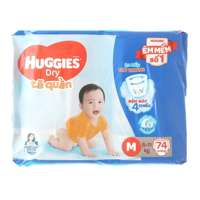 Huggies Dry Pants Diapers Taille S 74 pièces Culottes d'apprentissage pour bébé en coton doux et respirant avec protection anti-fuites, ceinture élastique imprimée 3 couches