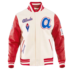 Chaqueta Varsity Personalizada para Hombre, Estilo Béisbol de los Atlanta Braves, con Letras Universitarias, de Lana y Cuero, Diseño 2026 ODM OEM - Product Image 4