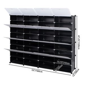Scarpiera Portatile a 8 Livelli per 64 Paia, Organizzatore a Torre con 32 Scomparti, Mobile Contenitore Espandibile per Tacchi, Stivali e Ciabatte B - Product Image 6