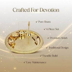 ชุดถาดบูชาทรงกลมทองเหลืองพร้อมเชิงเทียนสำหรับกิจกรรมทางศาสนา - Product Image 2