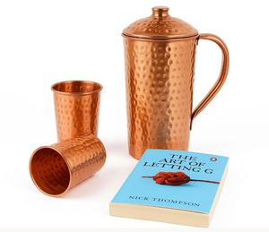 <b>Copper</b> jug set for stylish curated table environments water serving metal set with glasses durable reusable kitchen dining drink - Product Image 5