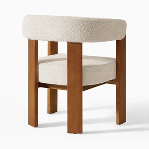 Chaise de salle à manger rembourrée ergonomique, durable et écologique de style scandinave moderne avec pieds en bois et assise en coton, mobilier pour la maison - Product Image 3