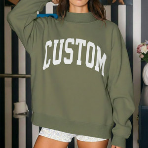 เสื้อพูลโอเวอร์กันน้ำสีพื้น ผ้าฝ้ายฟลีซ 100% คุณภาพสูง สำหรับผู้หญิง สวมใส่ได้ทุกวันในฤดูใบไม้ร่วง/ฤดูหนาว  พร้อมปักโลโก้ตามสั่ง ทรงโอเวอร์ไซส์ - Product Image 1