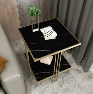 New Square Shape Metal Luxury Furniture <b>Side</b> <b>Table</b> <b>Gold</b> Plated Marble Top End <b>Table</b> Cabinet for Living Room, Drawing Room - Product Image 3